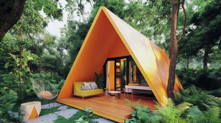 From Tent to Tiny Home: Embracing Minimalism in Camping 2024 1 cheerful-tiny-home-surrounded-by-lush-greenery-ai-generated
