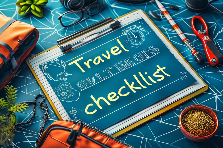 Travel Tips For Beginners Best Ultimate Guide 2024 2 table-with-blue-board-with-notepad-pen-it